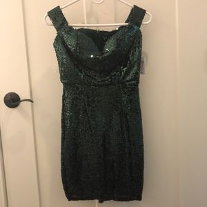 Green to Black Sequin Cocktail Dress